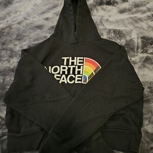The North Face Black Pullover Hoodie with Multicolor Arc Logo